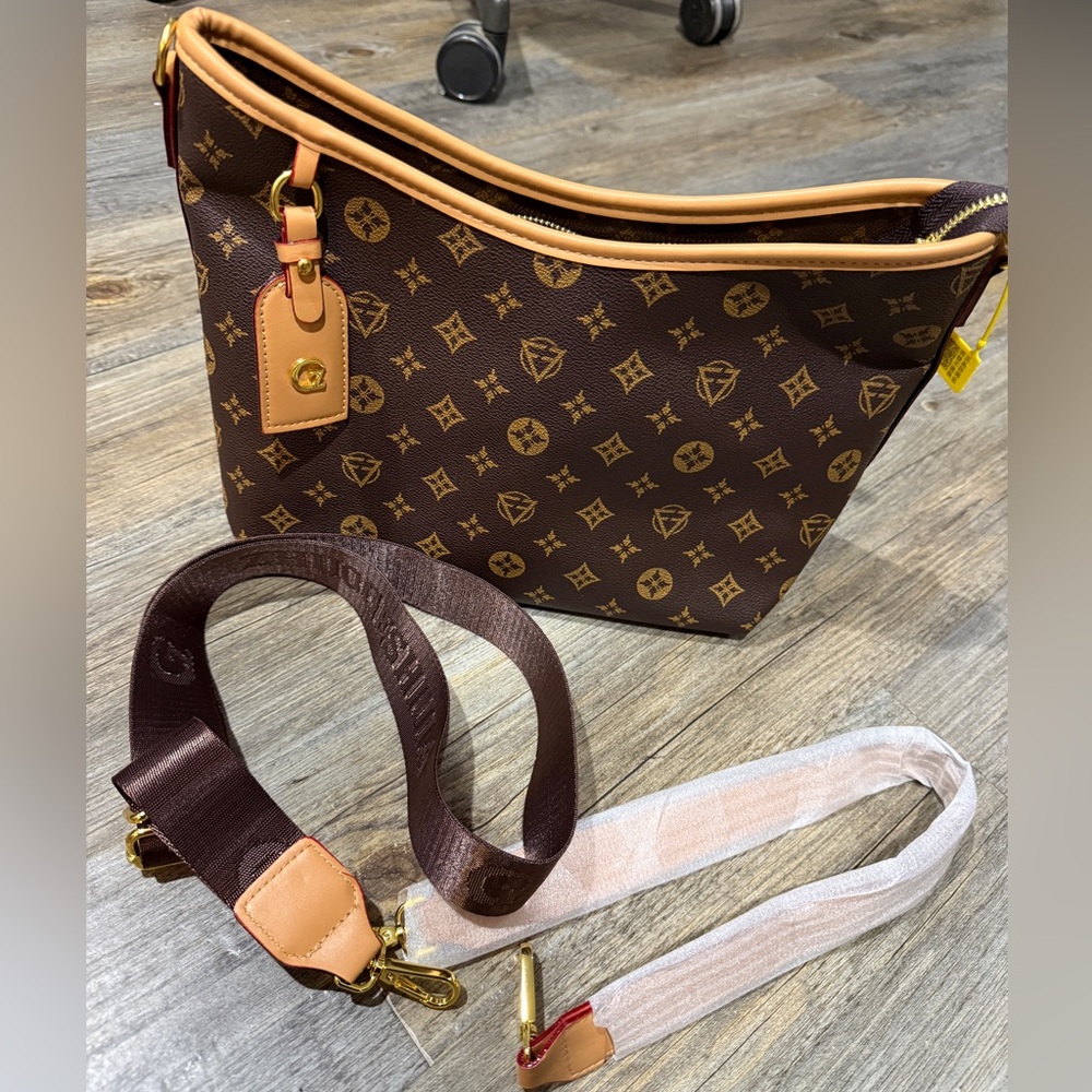 Brown Monogram Shoulder Bag with Strap